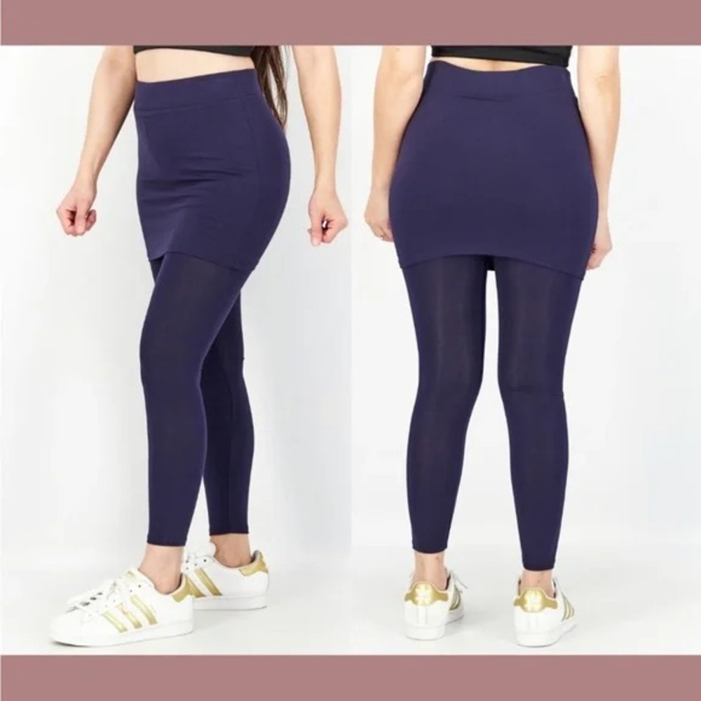 NWT Eileen Fisher [ XXS ] Jersey Skirted Ankle Legging‎ in Midnight Blue #7009